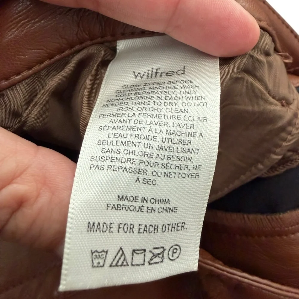 Aritzia Wilfred Melina Vegan Faux Leather Straight Leg High Rise Pants Brown